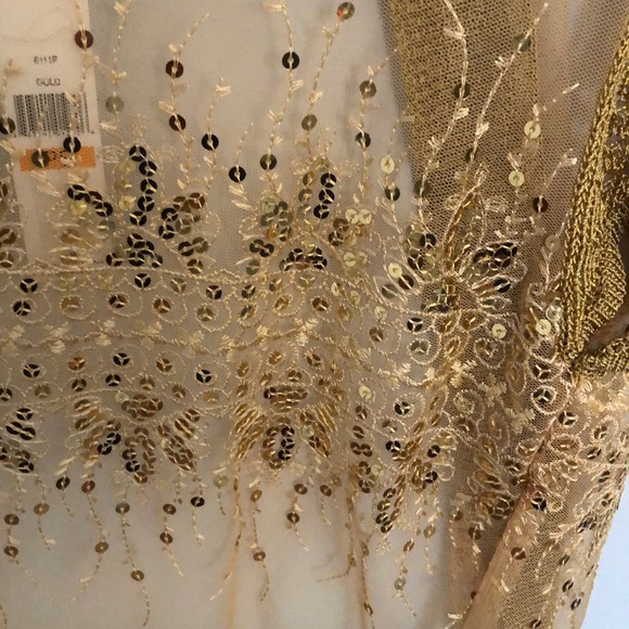NWT 🔥❤️ Gold sequin dressy shrug short sleeve sweater SZ petite Small - Picture 5 of 7